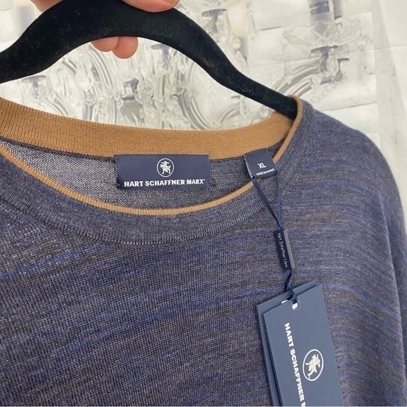 Hart Schaffner Marx Size XL Blue Wool Crew Neck Pullover Sweater Long Sleeve NEW - Picture 9 of 10
